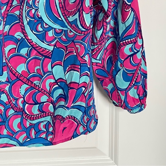 Lilly Pulitzer Elsa Silk Blue/Pink Reel Me Resort Top 35524 - Picture 10 of 13